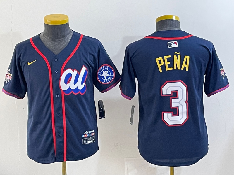 Youth 2025 Houston Astros #3 Pena Drak Blue All star Nike MLB Jersey style 001->youth mlb jersey->Youth Jersey